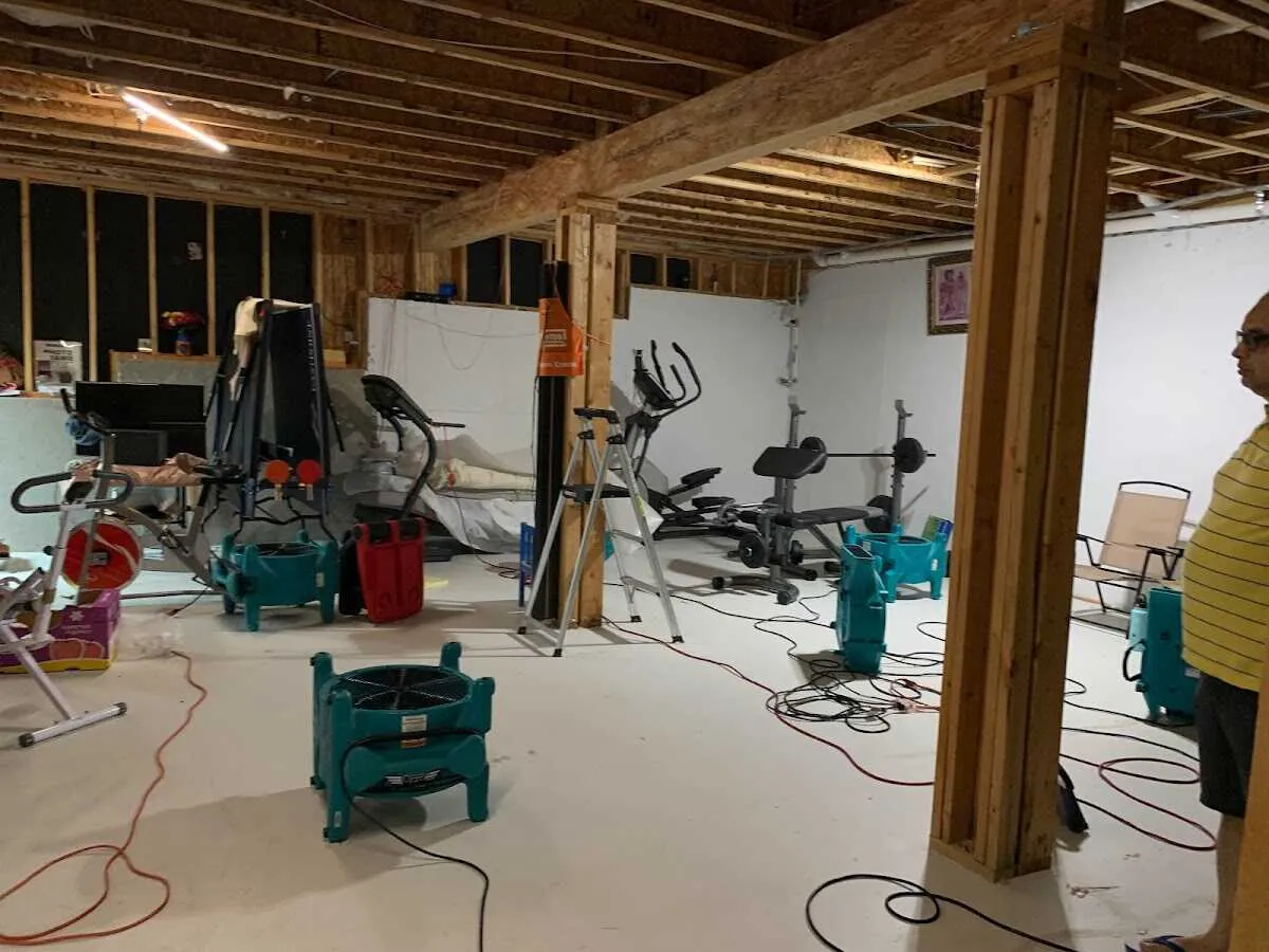 Basement drying equipment setup for Contents Cleaning & Restoration in Garfield